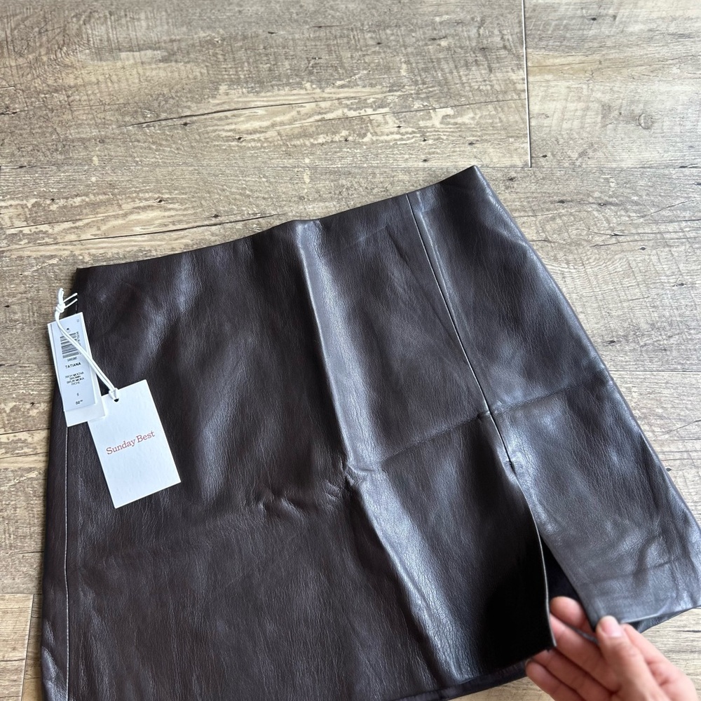 Brown Leather Mini Skirt